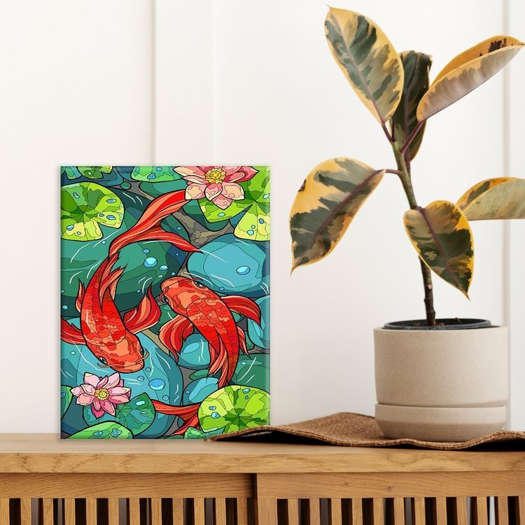 Картина по номерам с поталью «Карпы Кои» — картинка 2