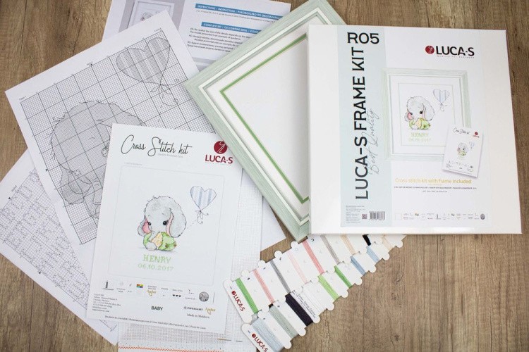 Набор для вышивания с рамкой «Слоненок в зеленых тонах» — картинка 5