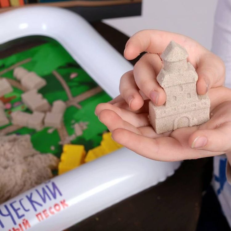 Космический пластичный песок набор «Городские истории» 2 кг светящийся в темноте синим цветом — картинка 5