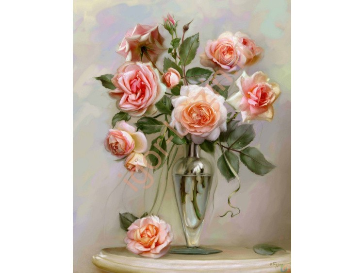 Картина по номерам «Розы в вазе» — картинка 2