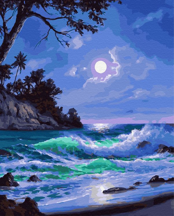 Картина по номерам «Полнолуние на пляже»
