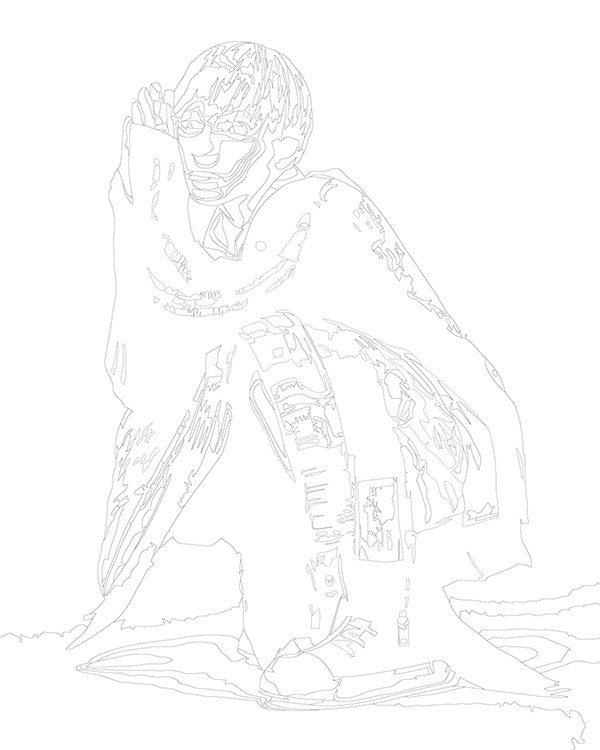 Картина по номерам «Рэпер Шайни, Никита Поляков: портрет чб» — картинка 3