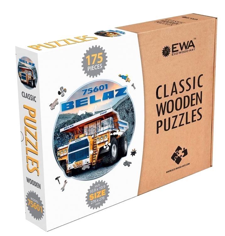 Деревянные фигурные пазлы «Автомобиль BELAZ 75601», Eco Wood Art — картинка 3