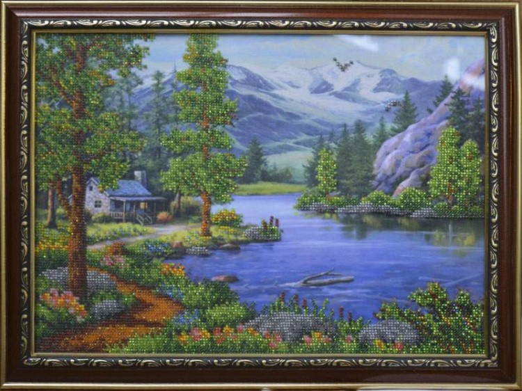 Рисунок на ткани «Домик у озера» — картинка 5