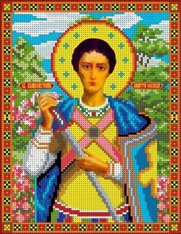Рисунок на ткани «Святой Дмитрий»