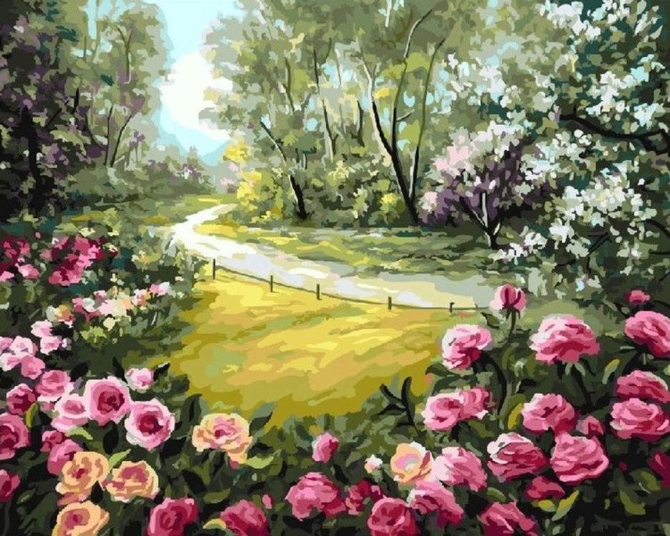 Картина по номерам «Розы у дороги»