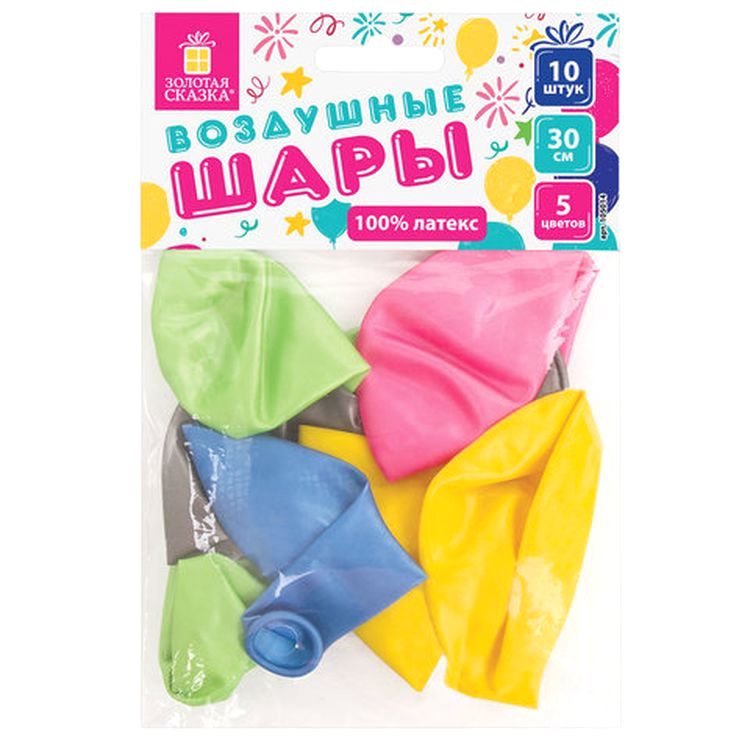 Шары воздушные, 12&quot; (30 см), комплект 10 шт., перламутровые, ассорти 5 цветов — картинка 6