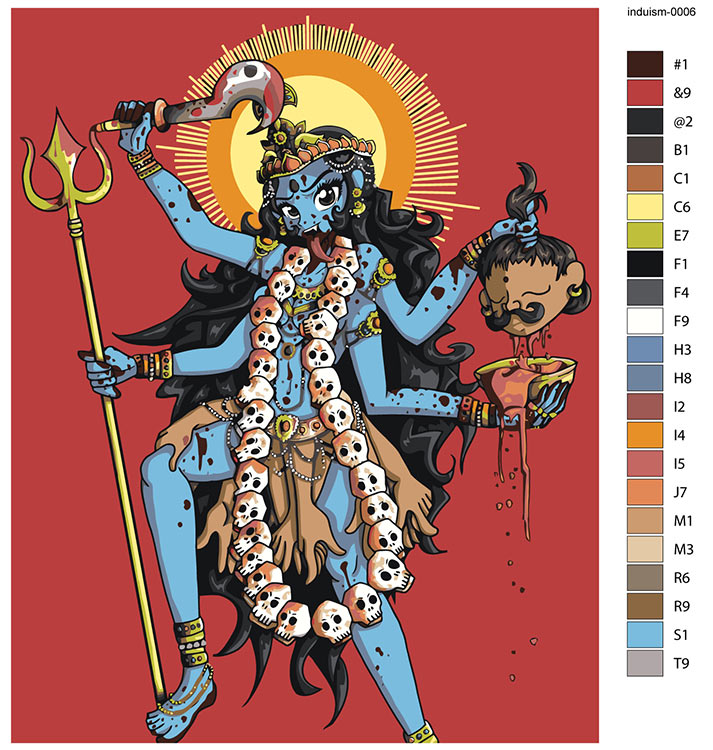 Картина по номерам «Религия индуизм, Индия: богиня Кали арт» — картинка 2
