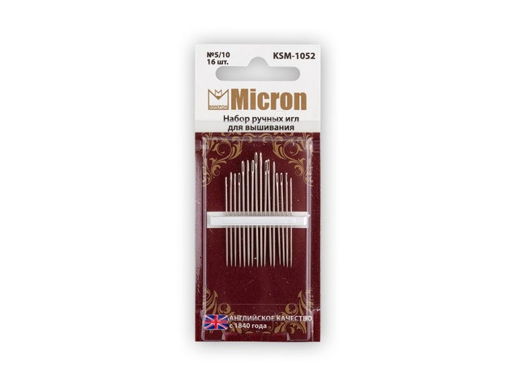 Набор ручных игл Micron для вышивания №5/10, 16 шт., арт. KSM-1052
