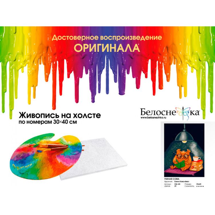 Картина по номерам «Умная сова» — картинка 4