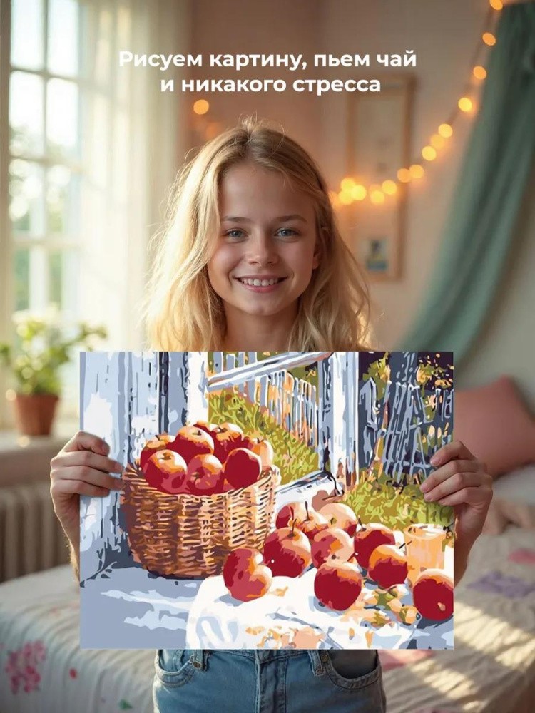 Картина по номерам «Корзина яблок» — картинка 7