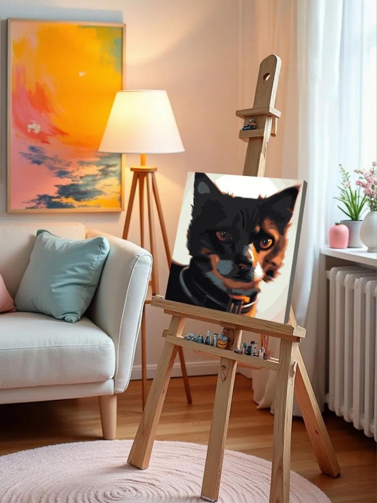 Картина по номерам «Суровый котик» — картинка 10