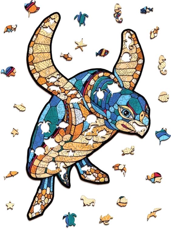 Деревянные фигурные пазлы «Морская Черепаха S», Eco Wood Art — картинка 2