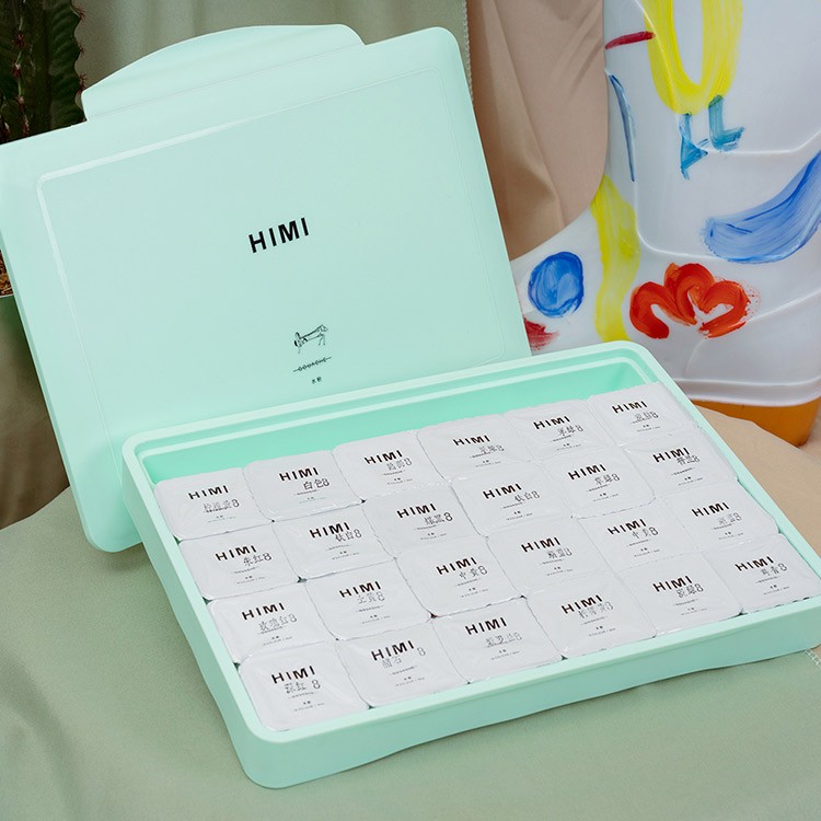 Набор гуашевых красок HIMI зеленый 24 цвета по 30 мл — картинка 5