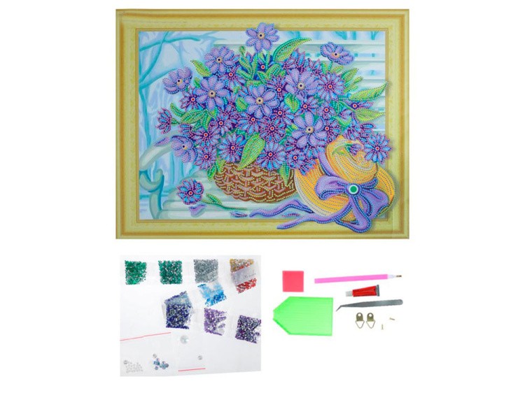 Алмазная вышивка 5D «Букет и шляпка» — картинка 2