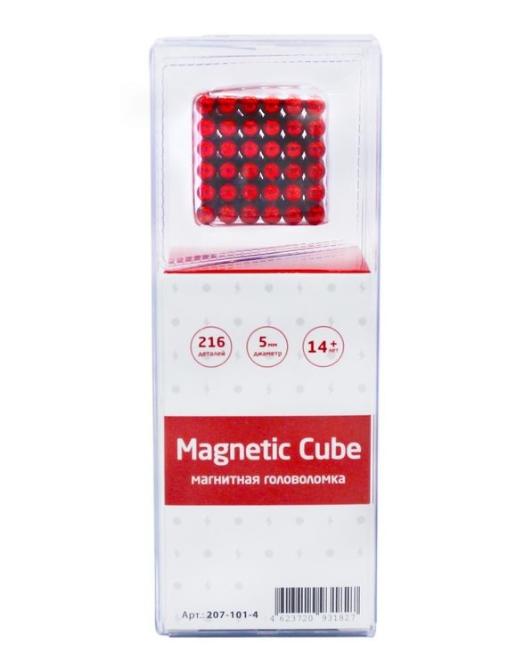 Головоломка магнитная Magnetic Cube, красный, 216 шариков, 5 мм (Неокуб) — картинка 5