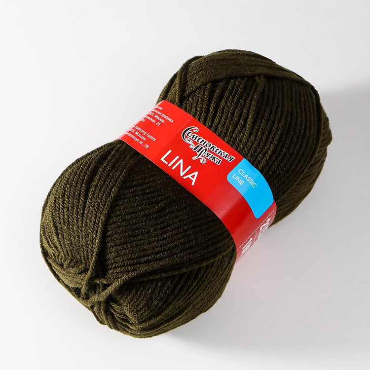 Пряжа Семеновская Lina (235), олива, 5 шт. по 100 г — картинка 2
