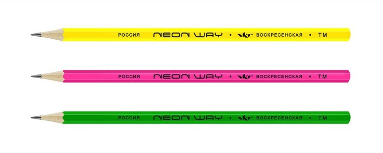 Набор графитных карандашей ВКФ «Neon way» ОПП неон ТМ (HB), 3 шт. — картинка 2