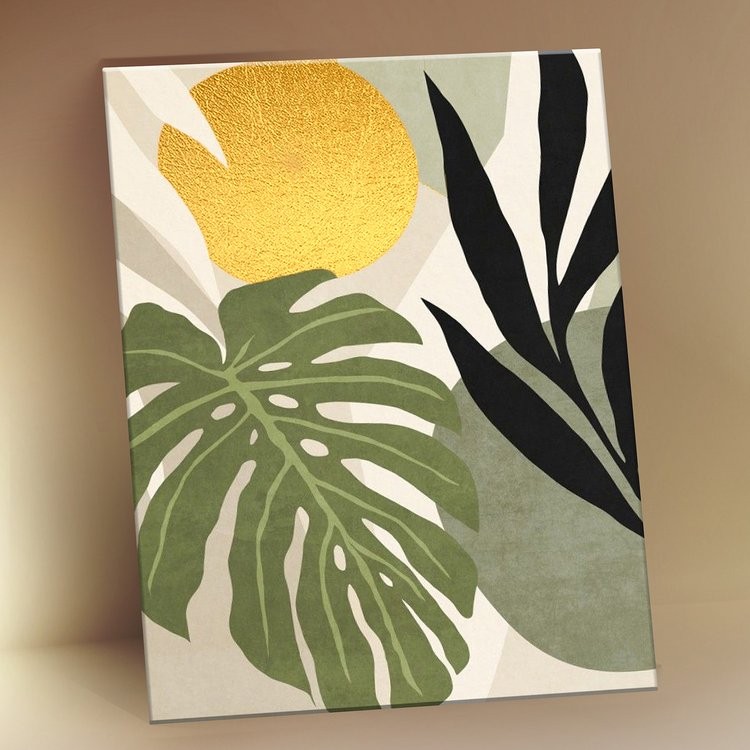 Картина по номерам с поталью «Тропические листья»