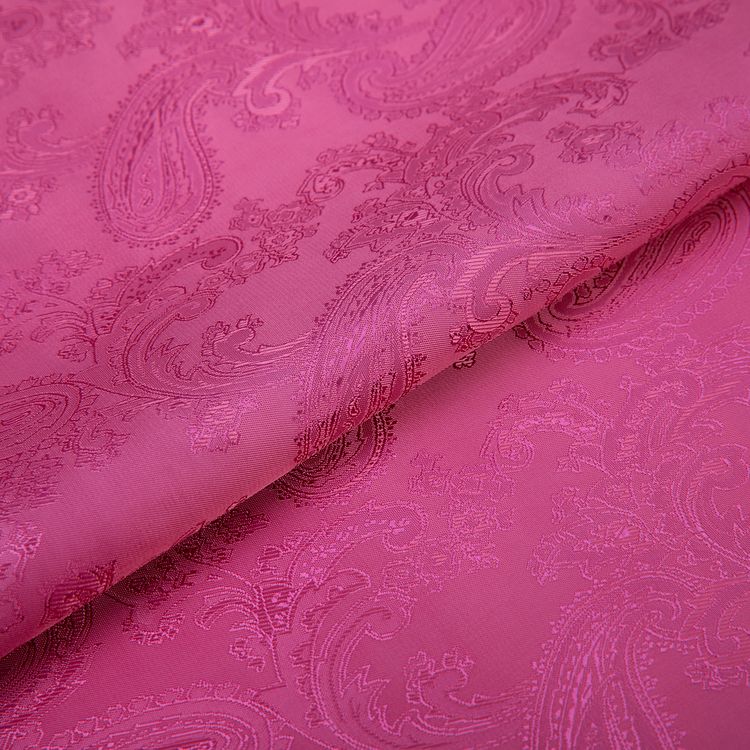 Ткань подкладочная Taffeta с рисунком, 52% полиэстер, 48% вискоза, 5 м x 145 см, цвет: №141 розовый (растительный орнамент), Gamma — картинка 2