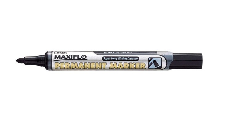 Маркер перманентный Maxiflo 4,5 мм, пулевидный, черный, Pentel