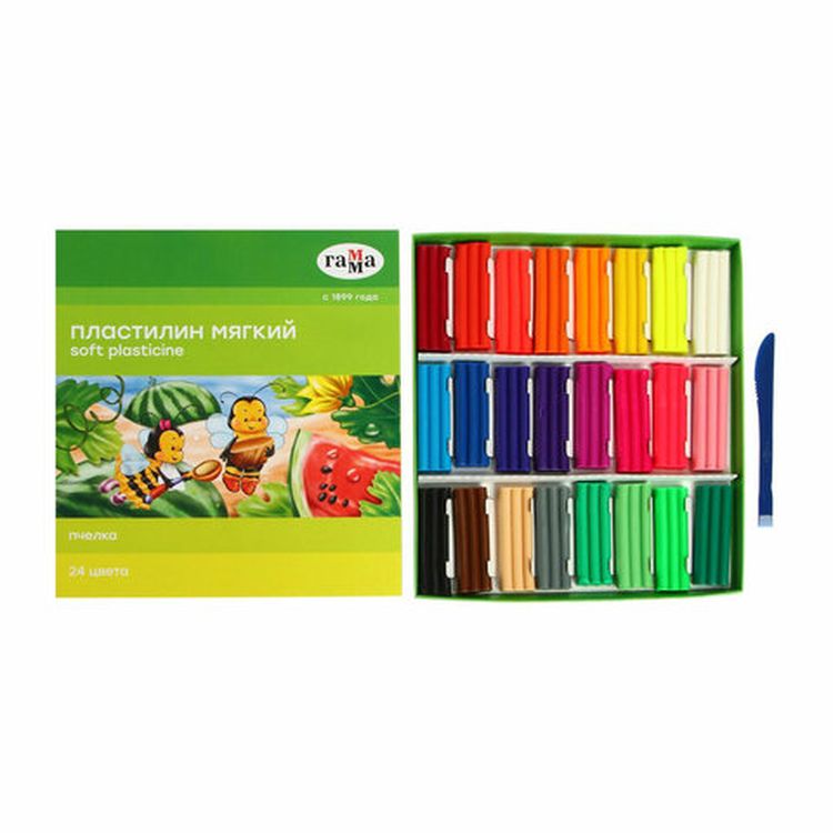 Пластилин восковой Gamma «Пчелка», 24 цвета, 360 г, со стеком — картинка 4