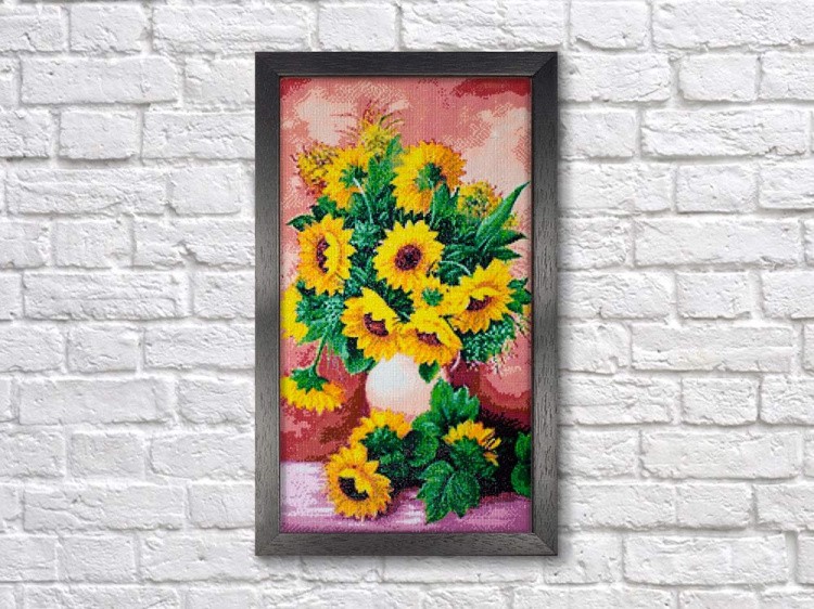 Алмазная вышивка «Подсолнухи в вазе» — картинка 3