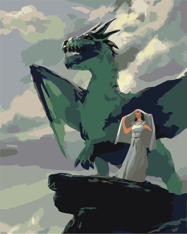 Картина по номерам «Девушка и дракон»