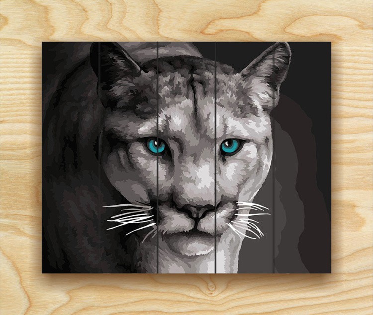 Картина по номерам по дереву Flamingo «Львица на охоте» — картинка 2