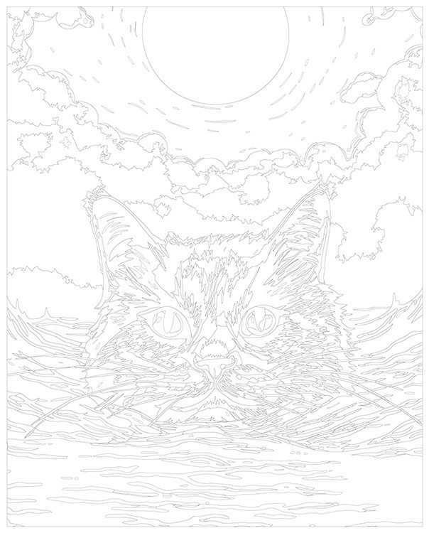 Картина по номерам «Красный кот в море под луной» — картинка 3