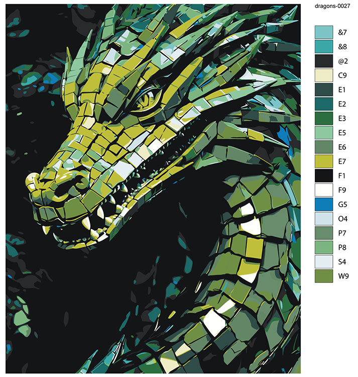Картина по номерам «Зеленый деревянный дракон 5» — картинка 2