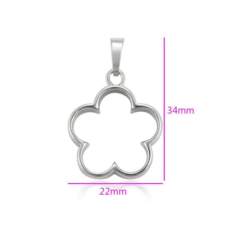 Металлический молд для кулона цветок, цвет: серебро, 1 шт. — картинка 2