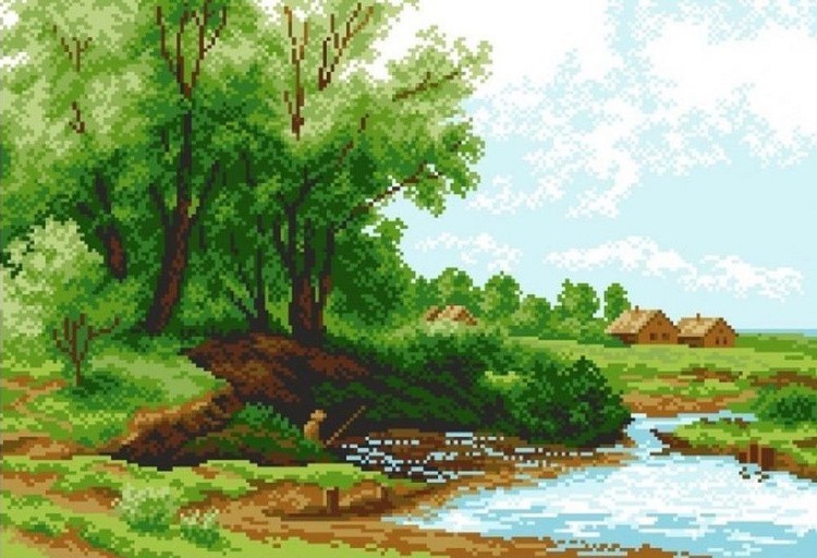 Рисунок на ткани «Пейзаж»