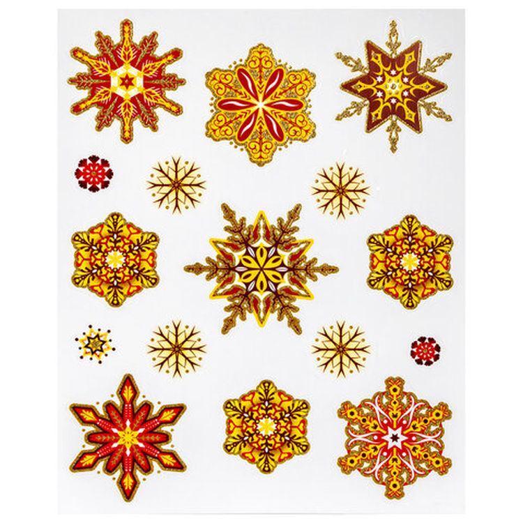 Украшение для окон и стекла «Красно-золотые снежинки 2» — картинка 2
