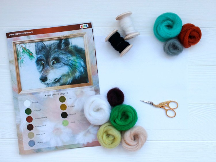 Картина шерстью «Волк» — картинка 3
