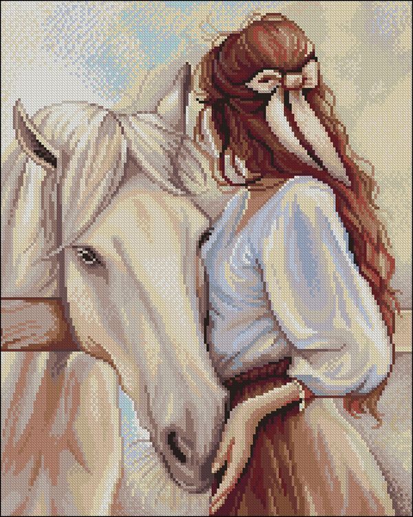 Алмазная вышивка «Девушка и лошадь»