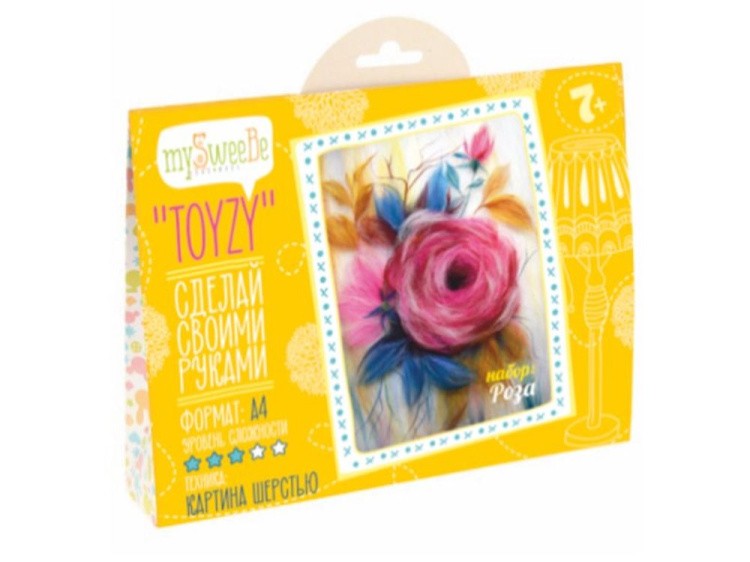 Картина шерстью «Роза» — картинка 2