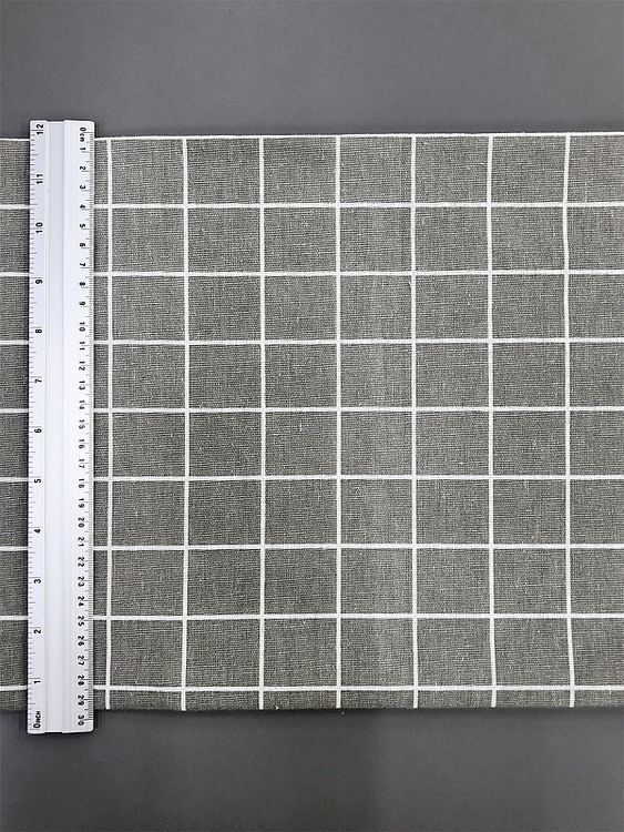 Ткань льняная, 1 м x 150 см, 140 г/м², цвет: серый, клетка, TBY — картинка 5