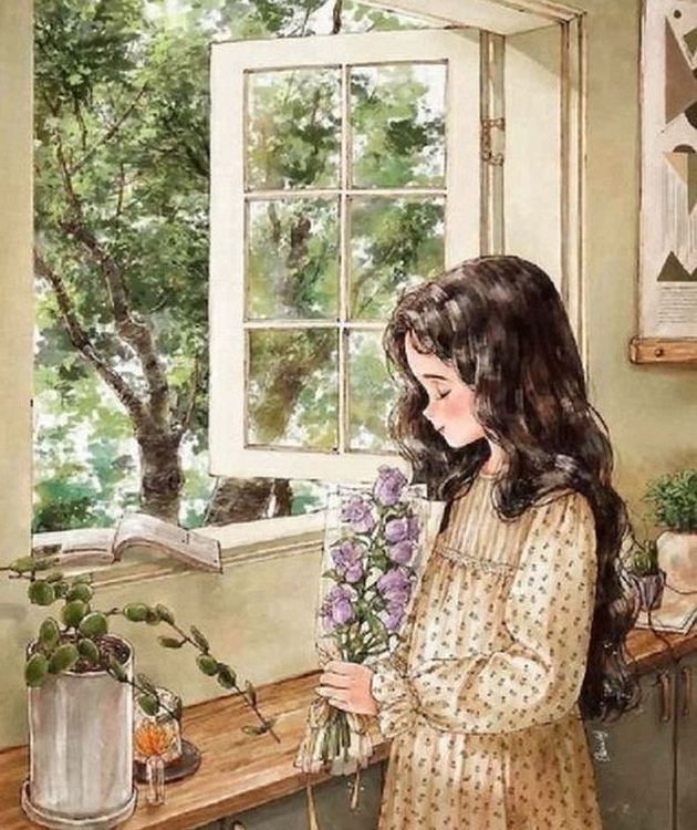 Картина по номерам «Девочка у окна»