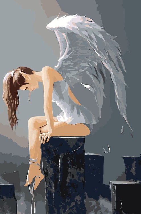 Картина по номерам «Задумчивая девушка-ангел»