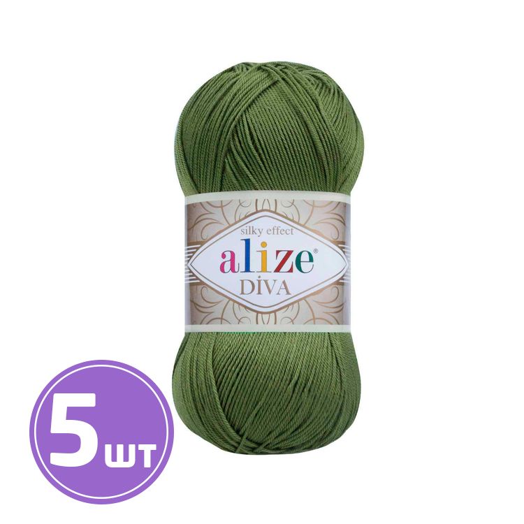 Пряжа ALIZE Diva Silk effekt (79), зеленый, 5 шт. по 100 г