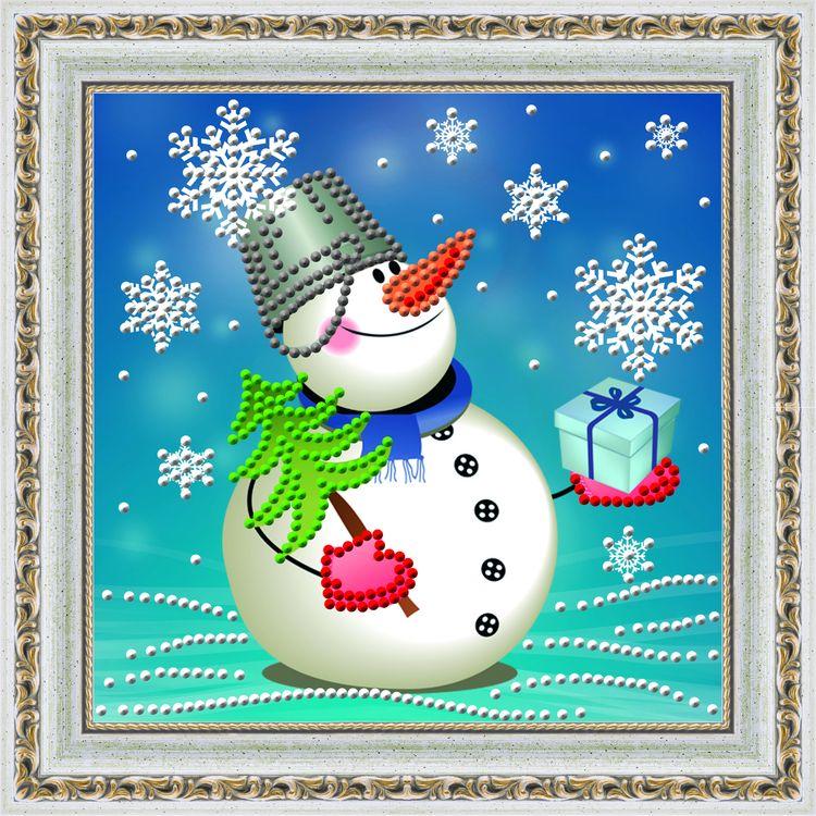 Алмазная вышивка «Снеговик с подарком»