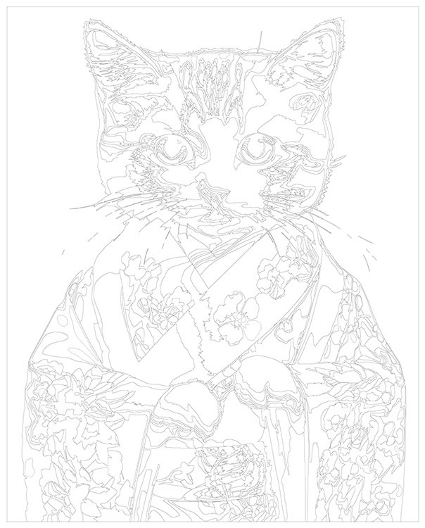 Картина по номерам «Котенок в кимоно с цветами» — картинка 3