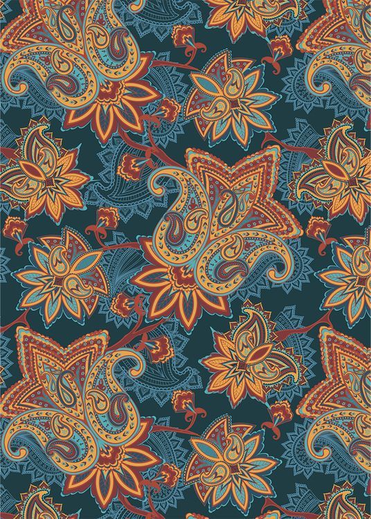 Ткань для пэчворка Сказочный Восток, 146 г/м², 50х55 см, 100% хлопок, цвет: темно-бирюзовый, принт, Peppy