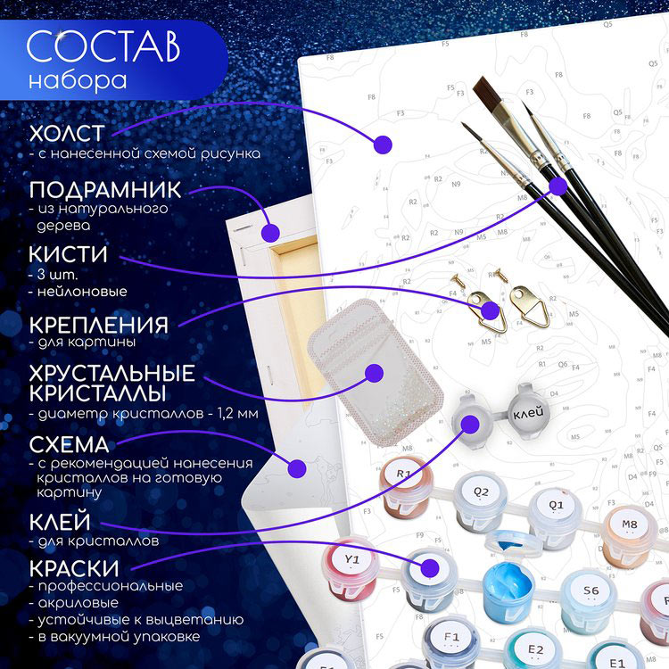 Картина по номерам с хрустальными кристаллами «Японские журавли» — картинка 2