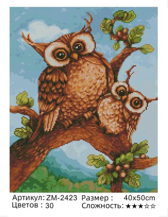 Алмазная вышивка «Совушки» — картинка 2