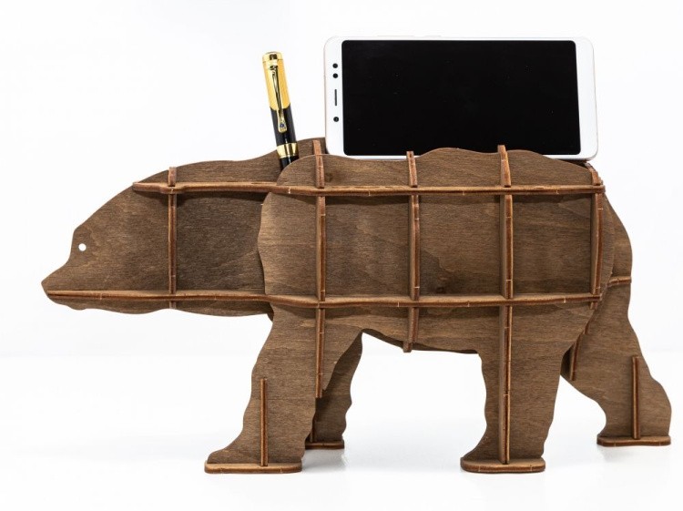Конструктор из дерева «Настольный органайзер Медведь коричневый», Eco Wood Art — картинка 2