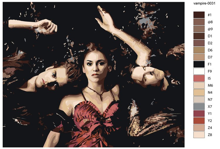 Картина по номерам «Дневники вампира: Деймон, Елена и Стефан» — картинка 2