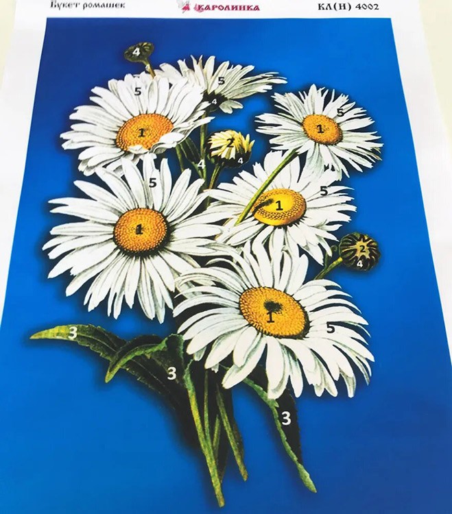 Вышивка лентами «Букет ромашек» — картинка 4