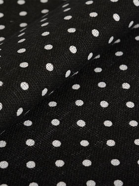 Ткань Лен, 140 г/м², 5 м x 150 см, цвет: черный, принт горошек, TBY — картинка 2